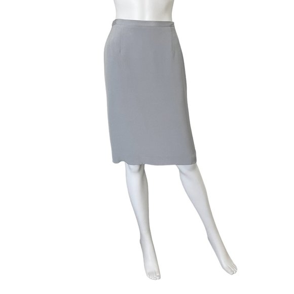 Giorgio Armani Le Collezioni Vintage Silk Blend Midi Pencil Skirt Blue - Picture 1 of 5